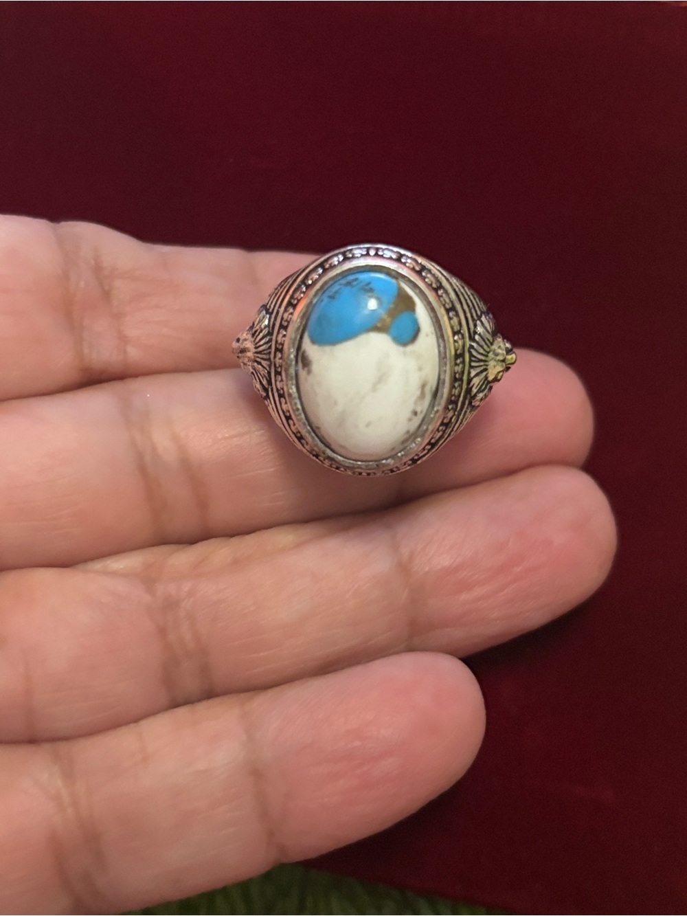 Vintage-Style Cotton Candy Stone Women's Ring - Size 9